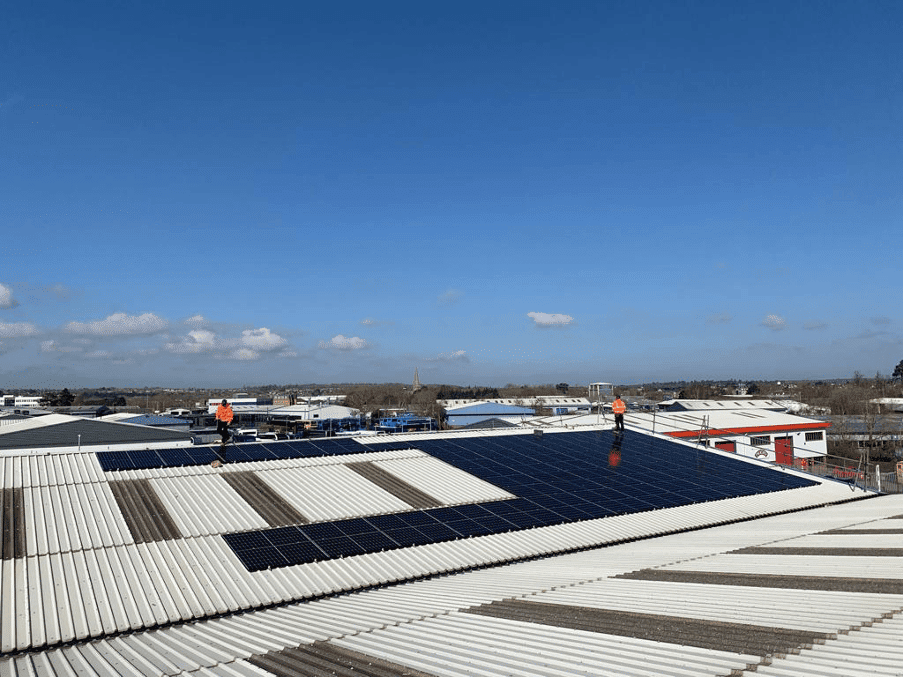 Centreco mid-installation at Dynamic Metals (77kW solar energy system)